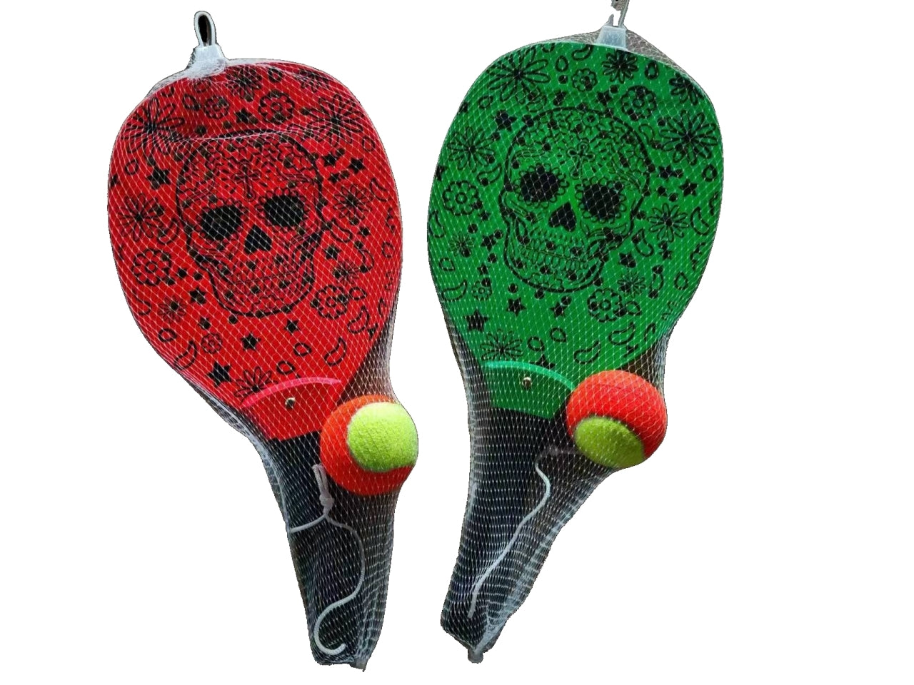 Racchetta maxi teschio con pallina 2 assortite