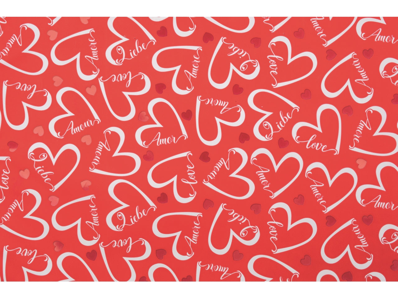 Buste love heart 20x32cm, confezione da 50 pezzi fondo rosso