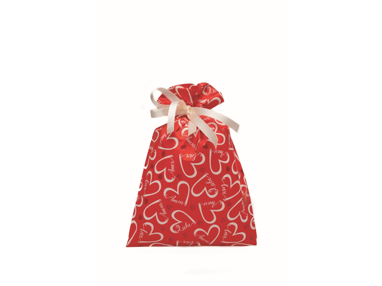 Buste love heart 16x25cm, confezione da 50 pezzi fondo rosso
