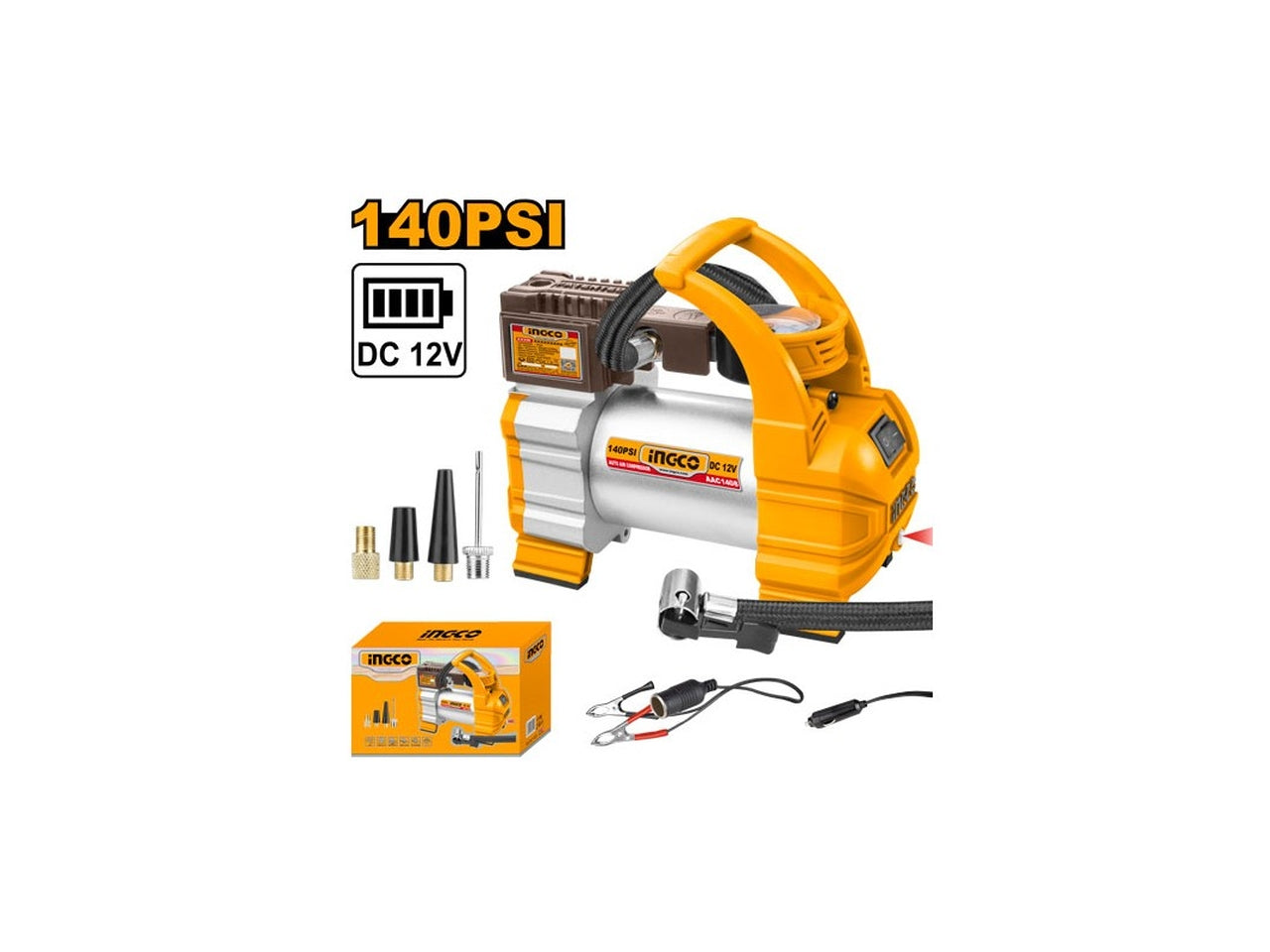 Compressore auto 12v 10a 140 psi 35l/min