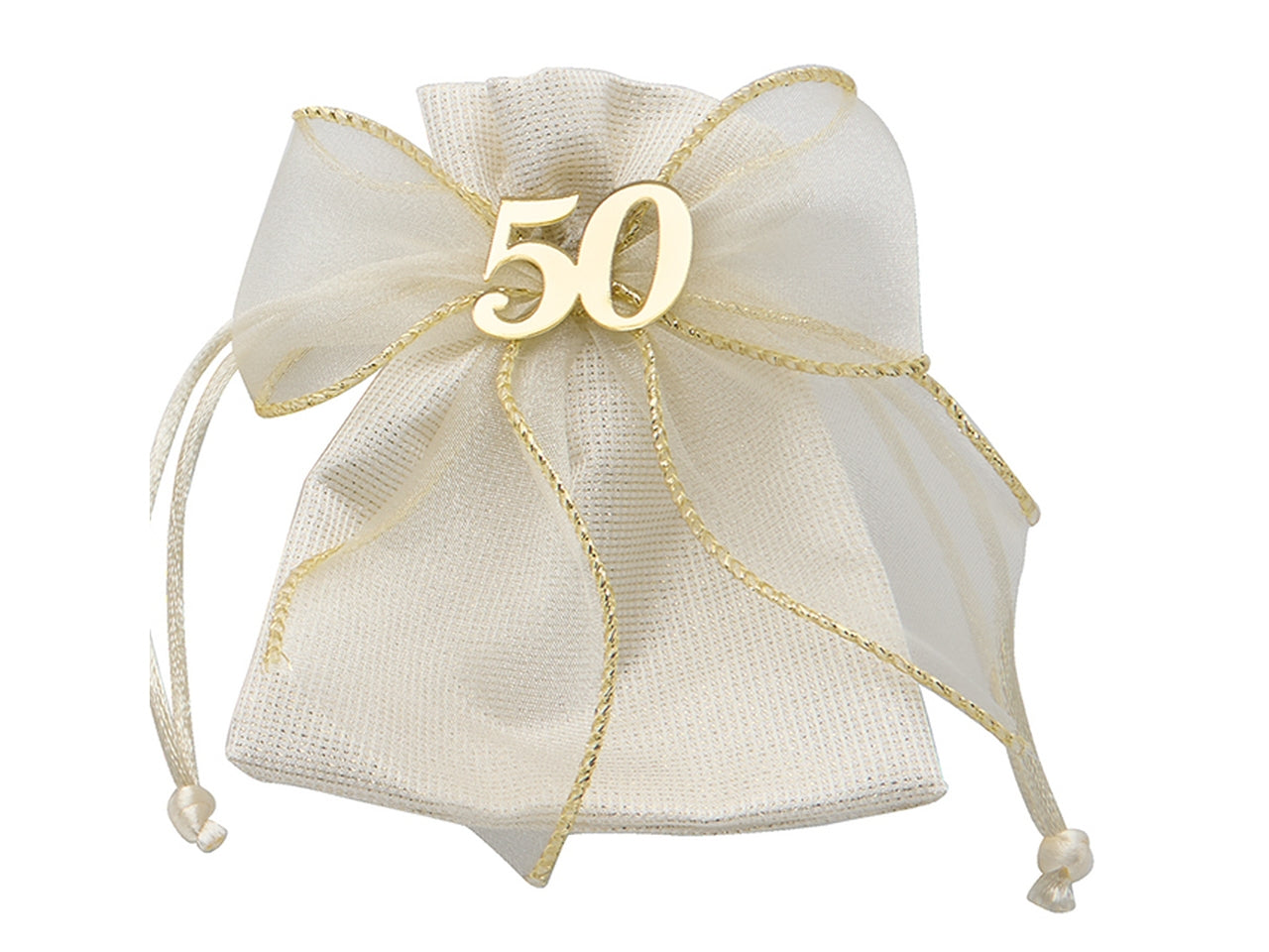 Sacchetto anniversario 50Â° 9x12cm con fiocco