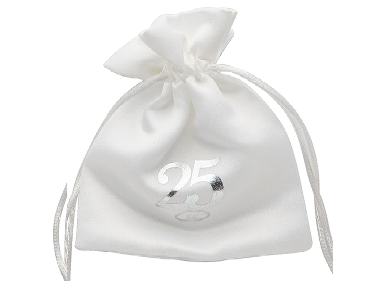 Sacchetto anniversario 25Â° 9x12cm argento