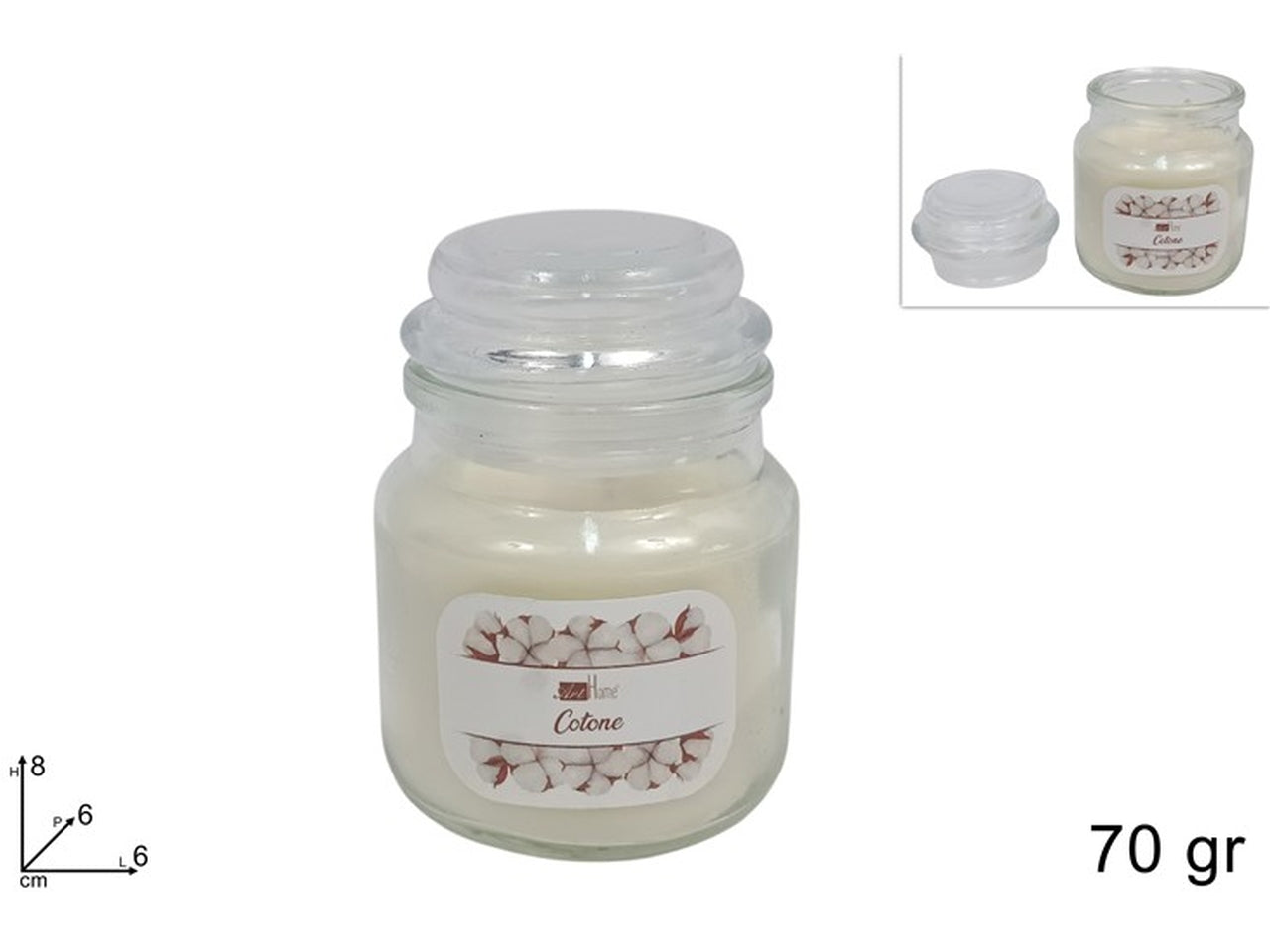 Candela profumata cotone 70gr in barattolo di vetro