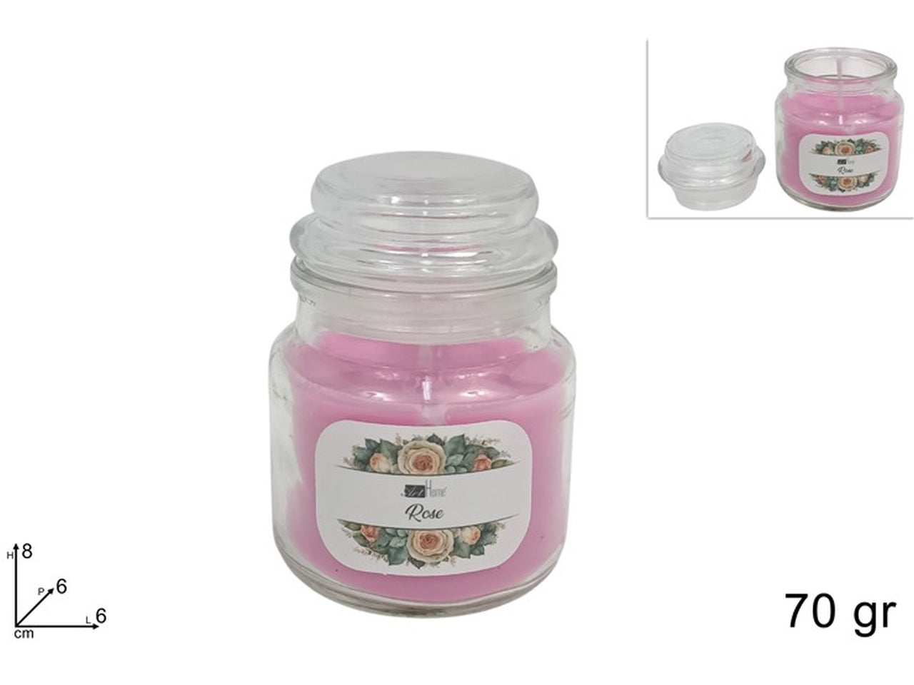 Candela profumata rose 70gr in barattolo di vetro