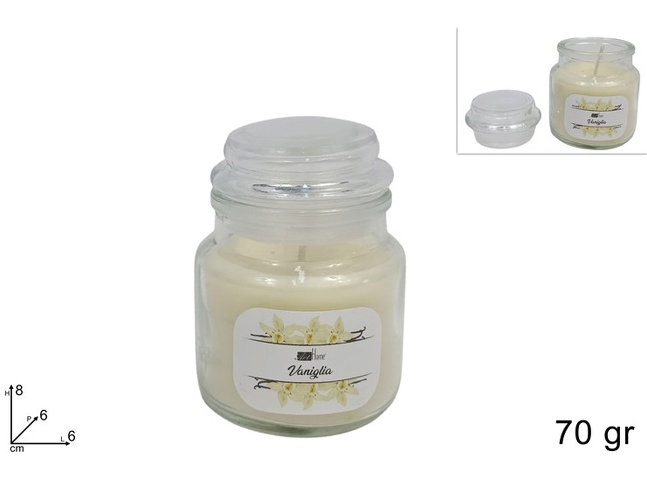Candela profumata vaniglia 70gr in barattolo di vetro