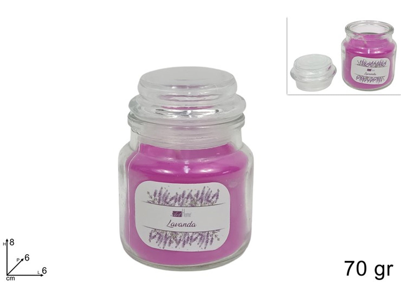 Candela profumata lavanda 70gr in barattolo di vetro
