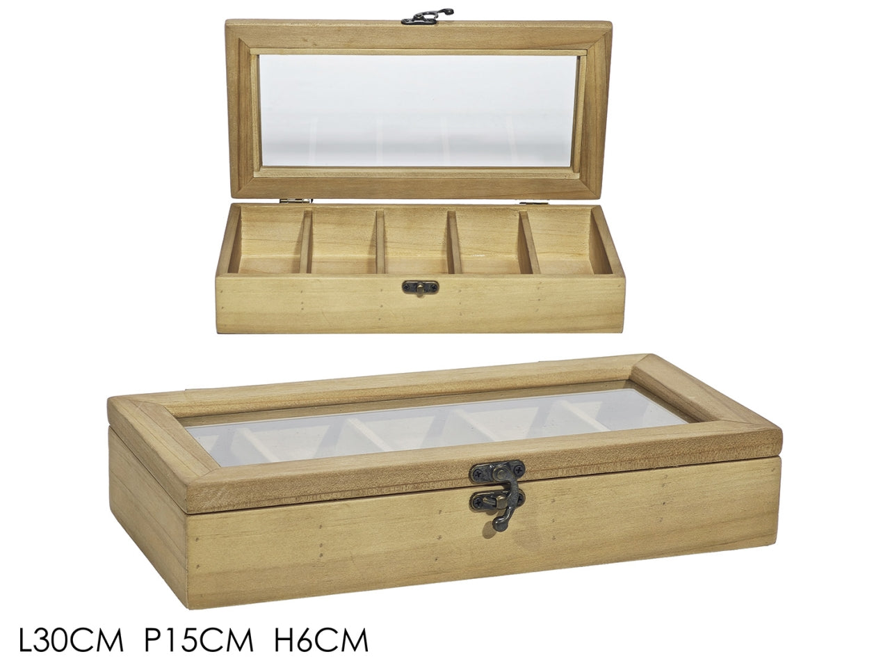 Portatisane in legno 5 scomparti 30x15xh6cm