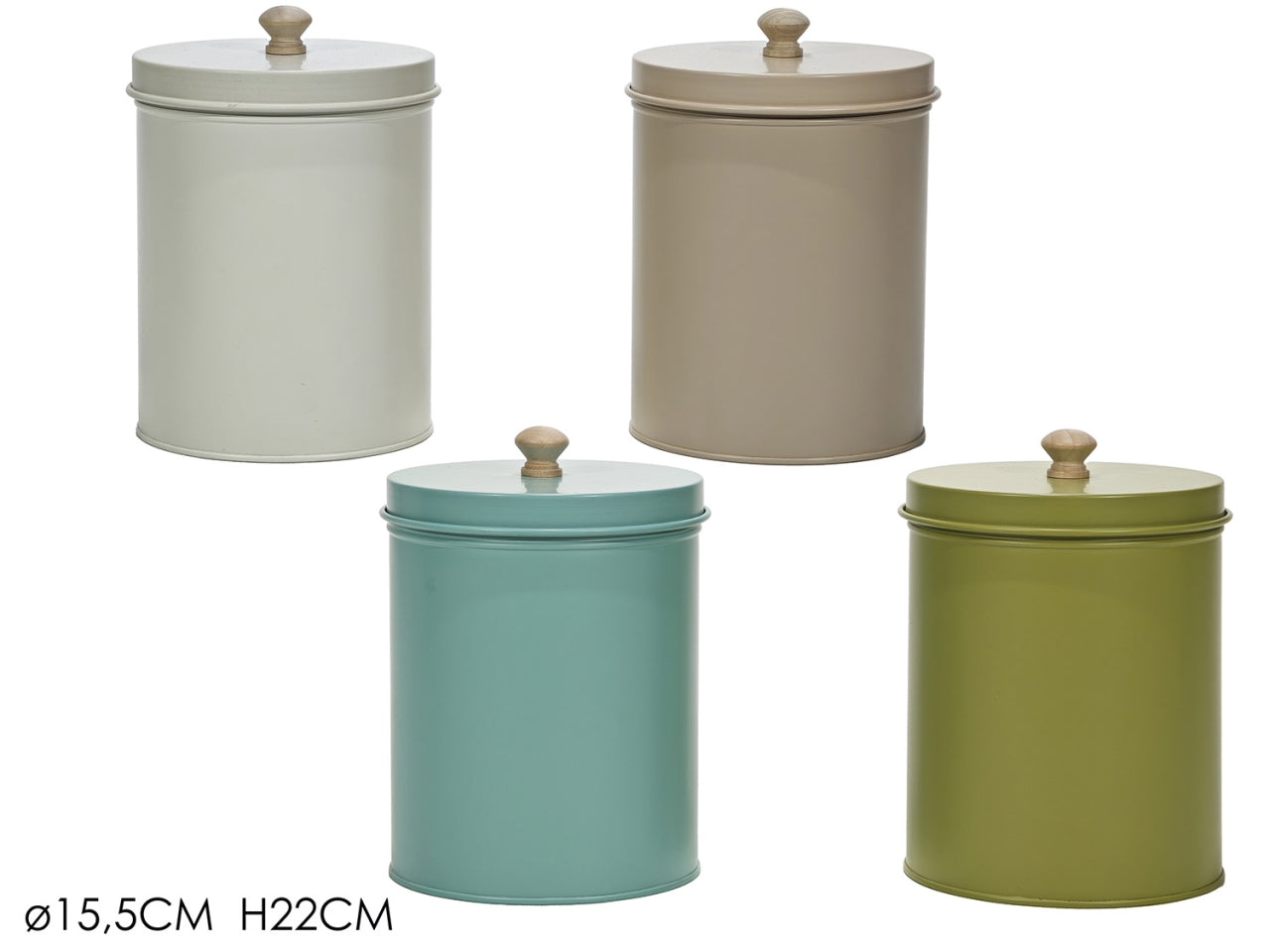 Barattolo in latta con coperchio d.15,5xh22cm in4 colori assortiti