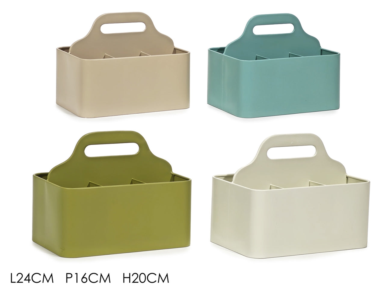 Portaposate in latta con manico 24x16xh20cm in 4 colori assortiti