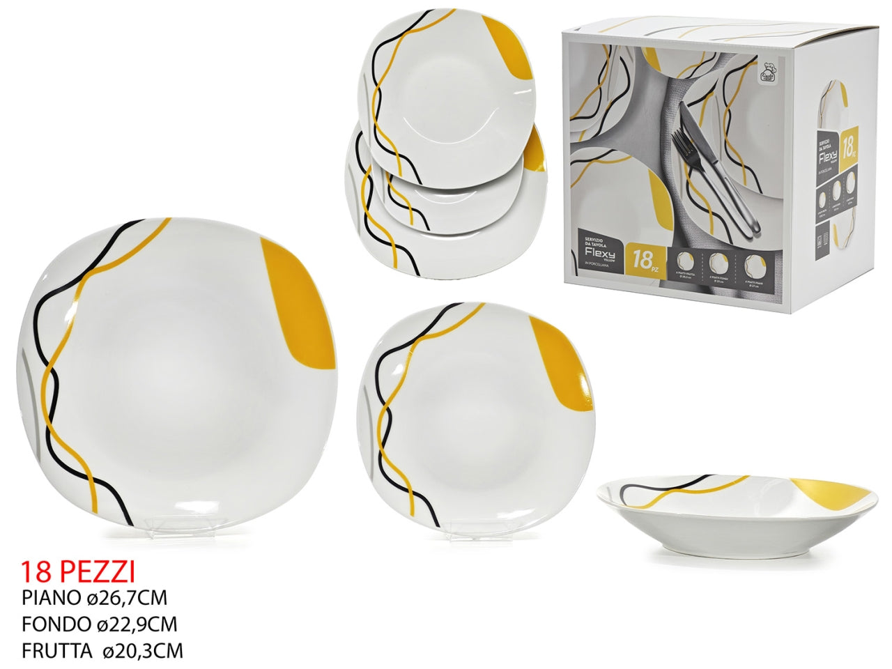 Servizio di piatti da 18 pezzi Flexy yellow