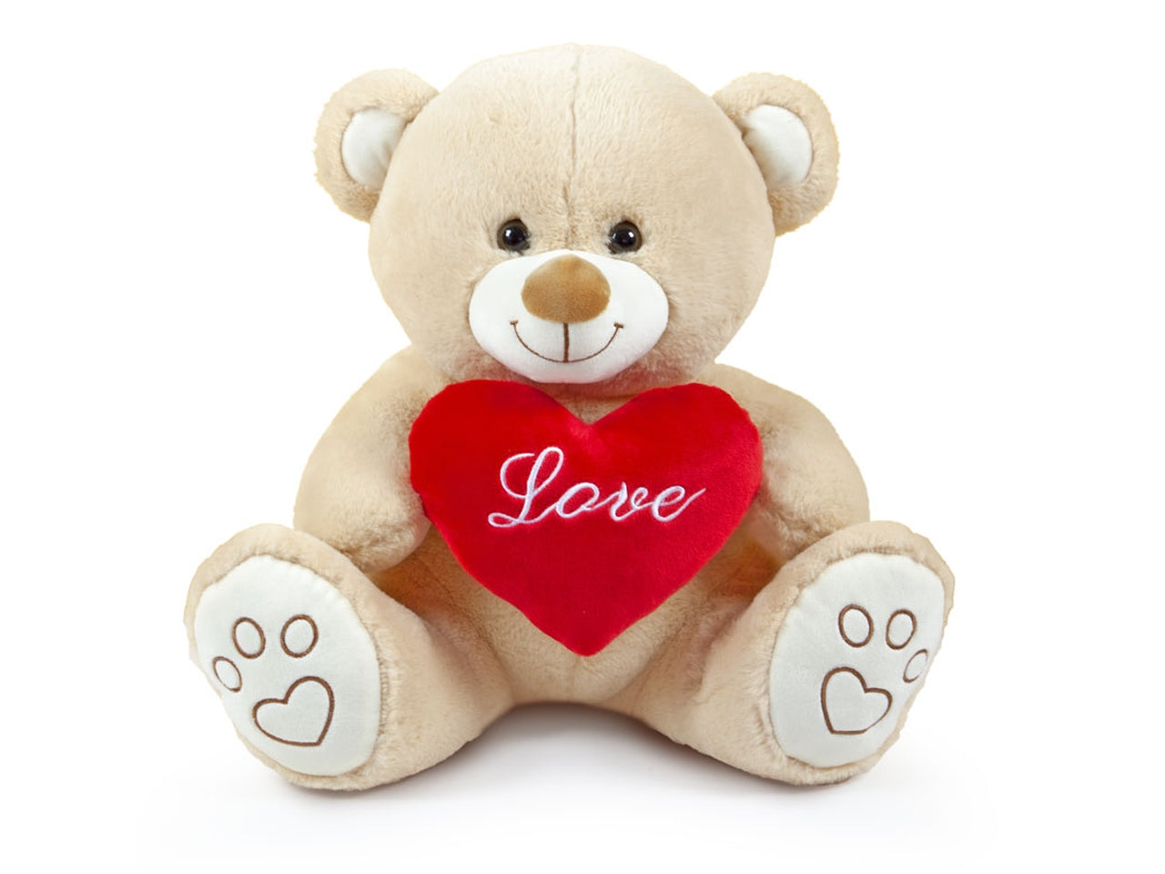 Peluche  Sv Orso Beige Seduto H40Cm C/Cuore "Love"