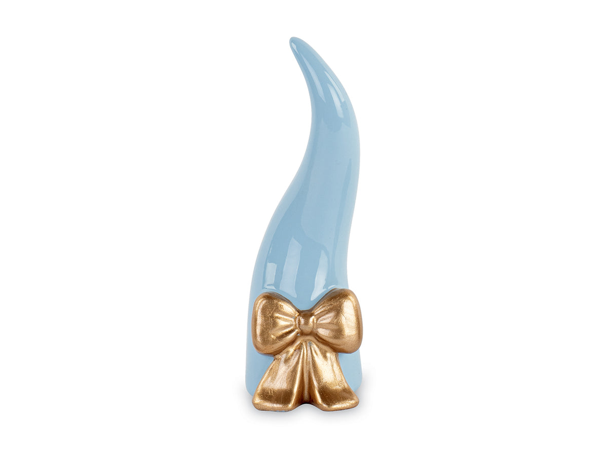 Cornetto celeste con fiocco oro e scatola h.120cm