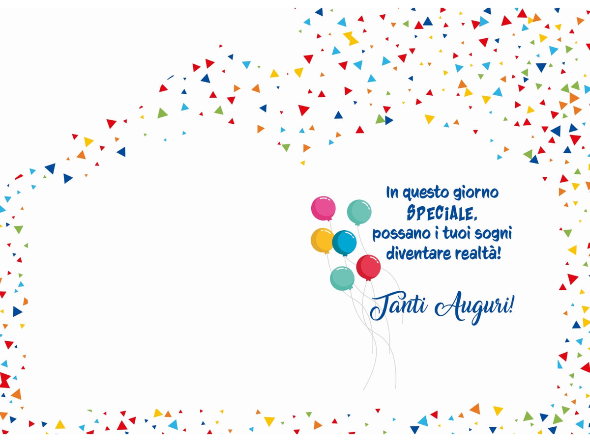 Biglietto buon compleanno bimbi con rotella 1-9 anni bus