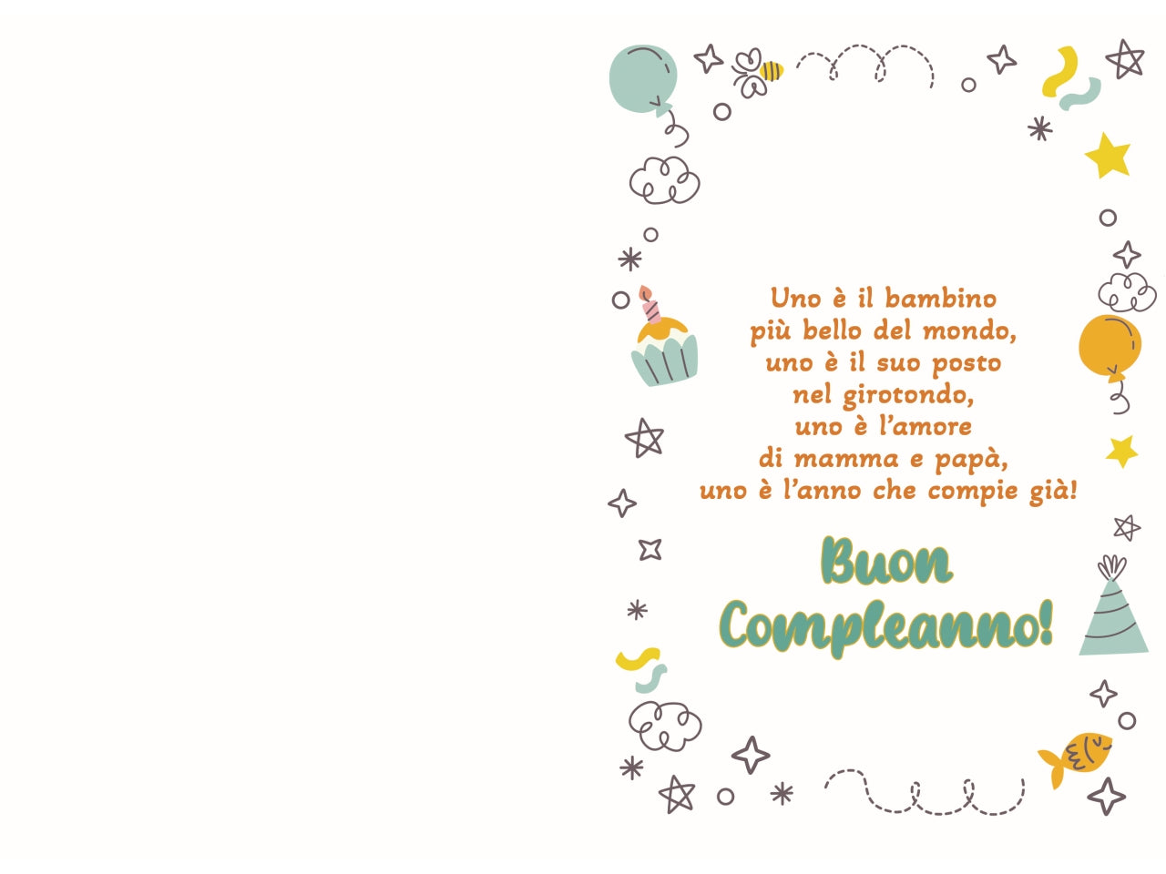 Biglietto buon compleanno 1Â° anno draghetto
