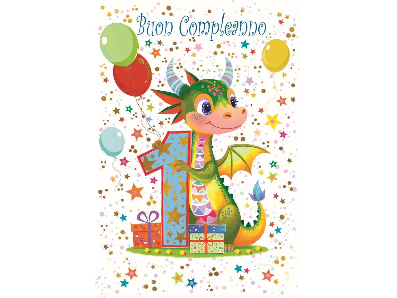 Biglietto buon compleanno 1Â° anno draghetto