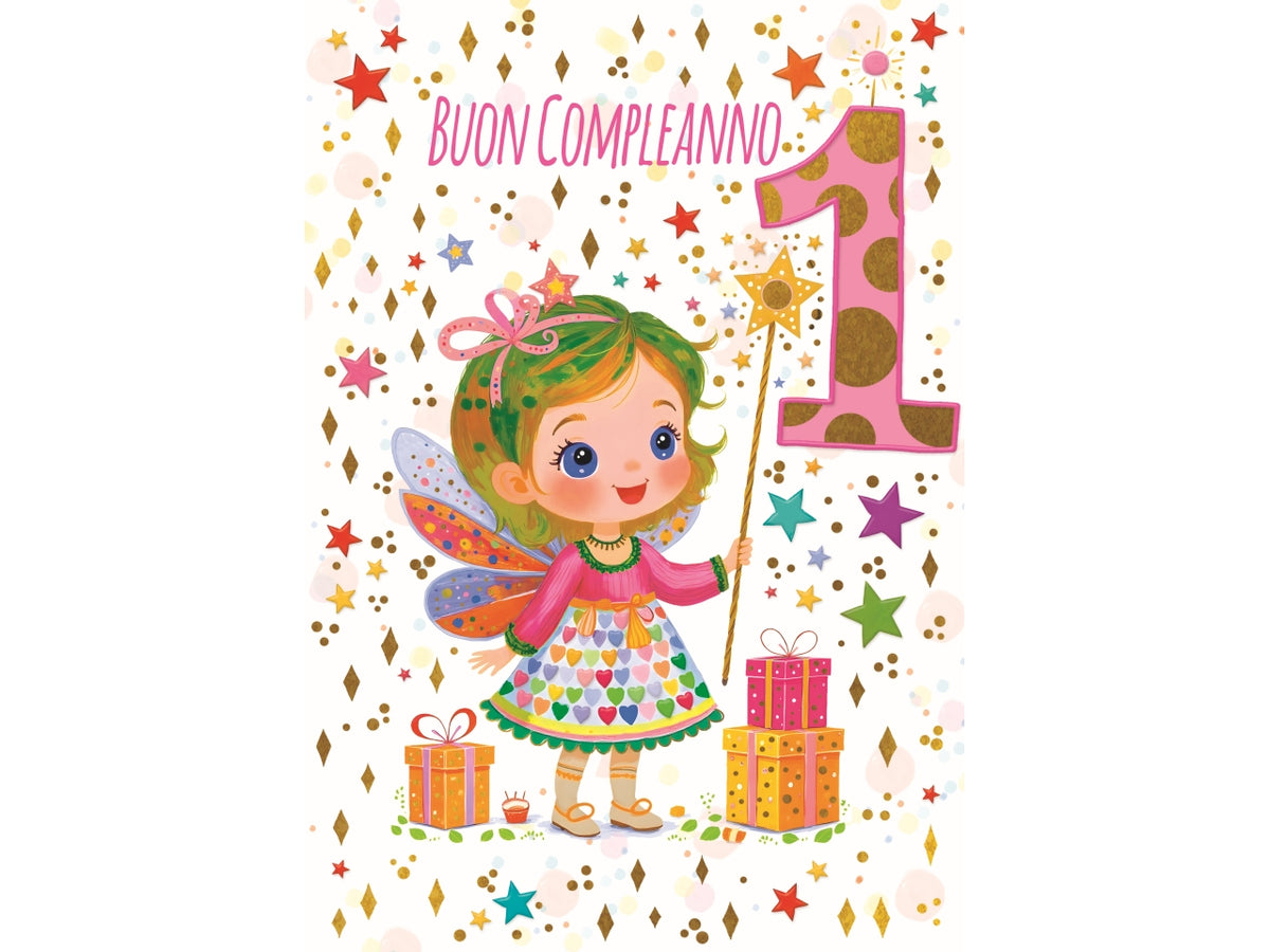 Biglietto buon compleanno 1Â° anno fatina