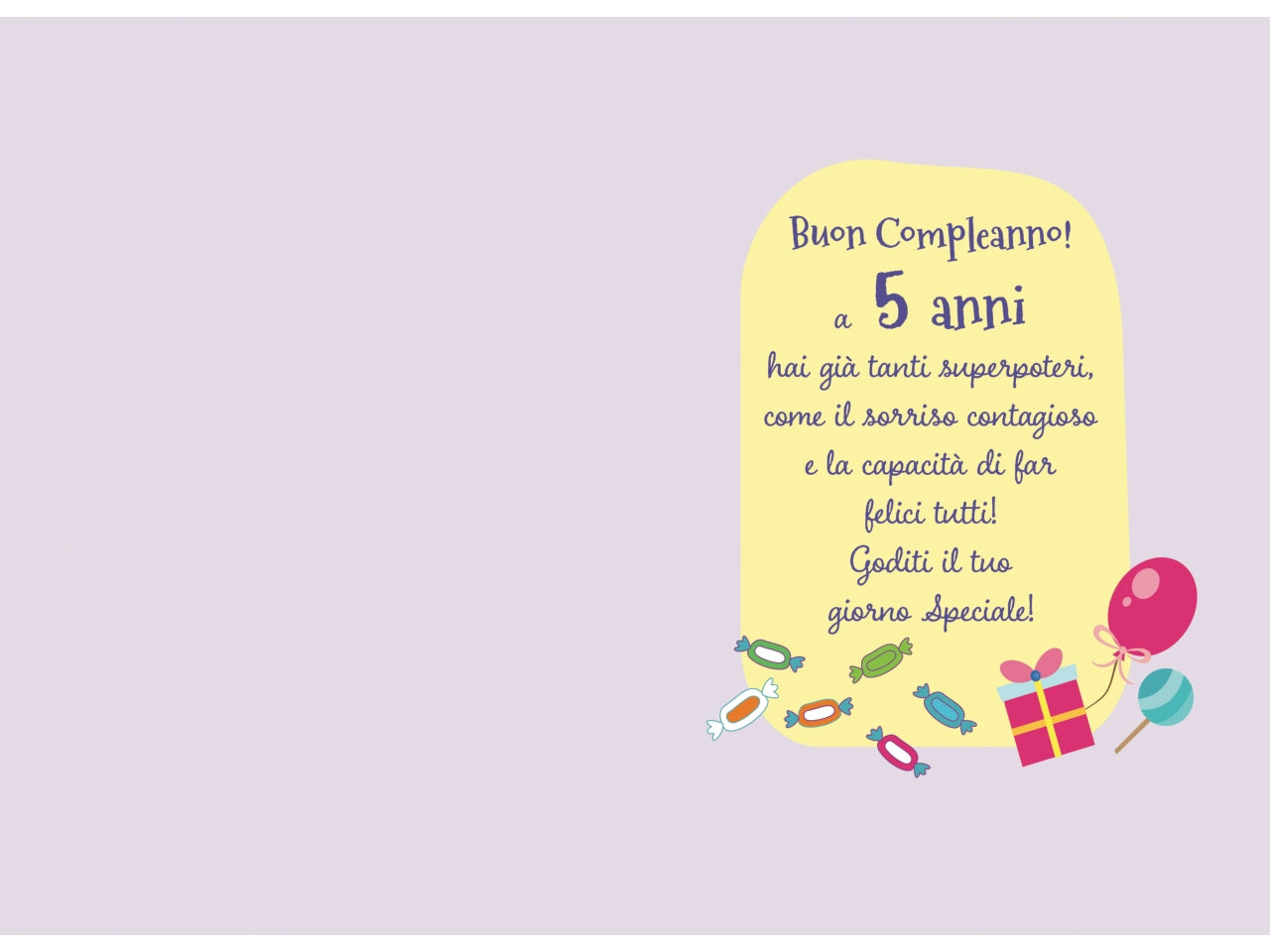 Biglietto buon compleanno 5Â° anno