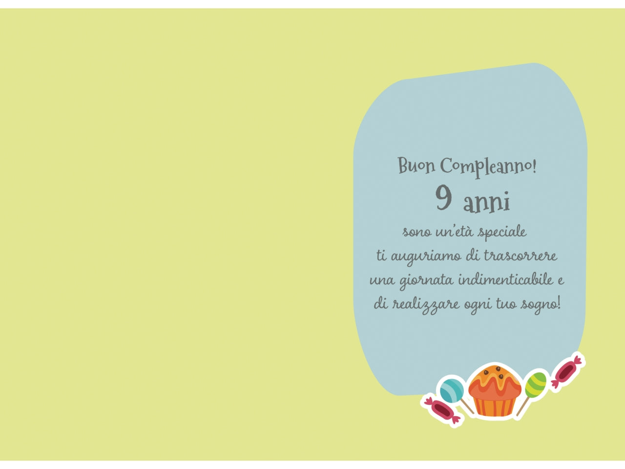 Biglietto buon compleanno 9Â° anno