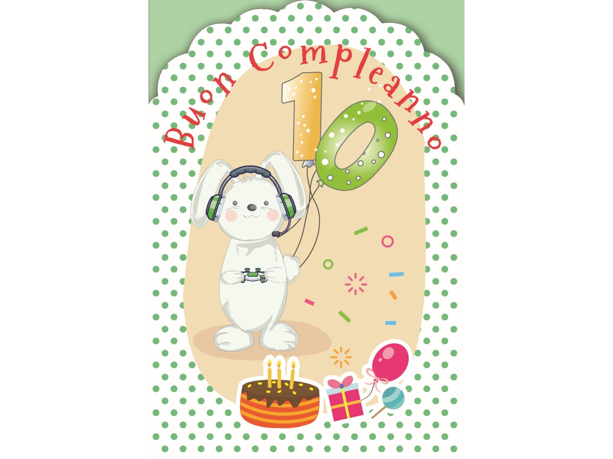 Biglietto buon compleanno 10Â° anno
