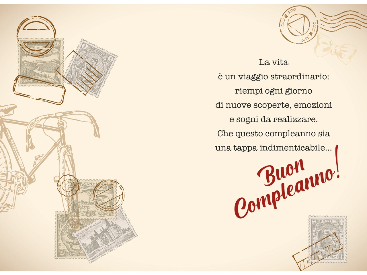 Biglietto buon compleanno viaggi vintage
