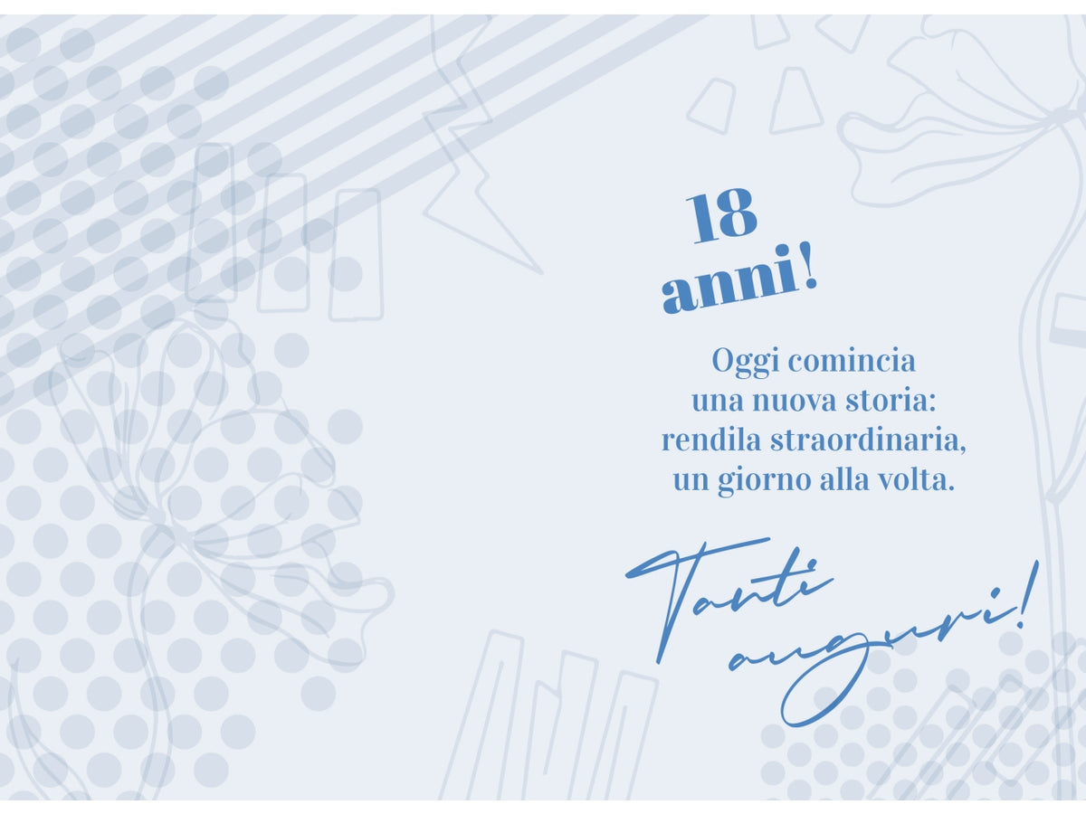 Biglietto buon compleanno 18 anniazzurro