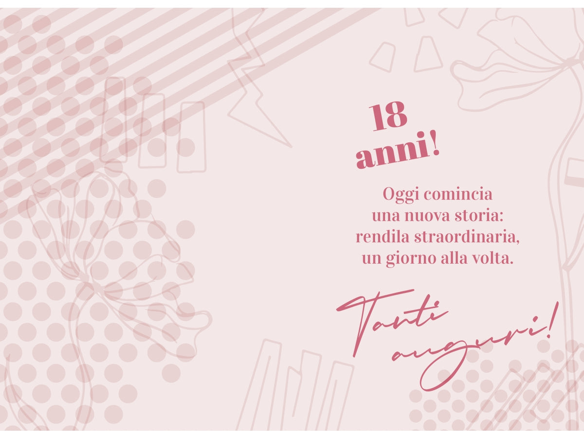 Biglietto buon compleanno 18 anni rosa