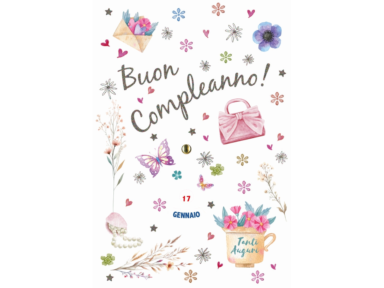 Biglietto buon compleanno doppia rotella femminile mese-giorno