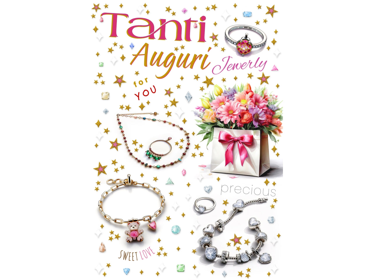 Biglietto tanti auguri gioielli