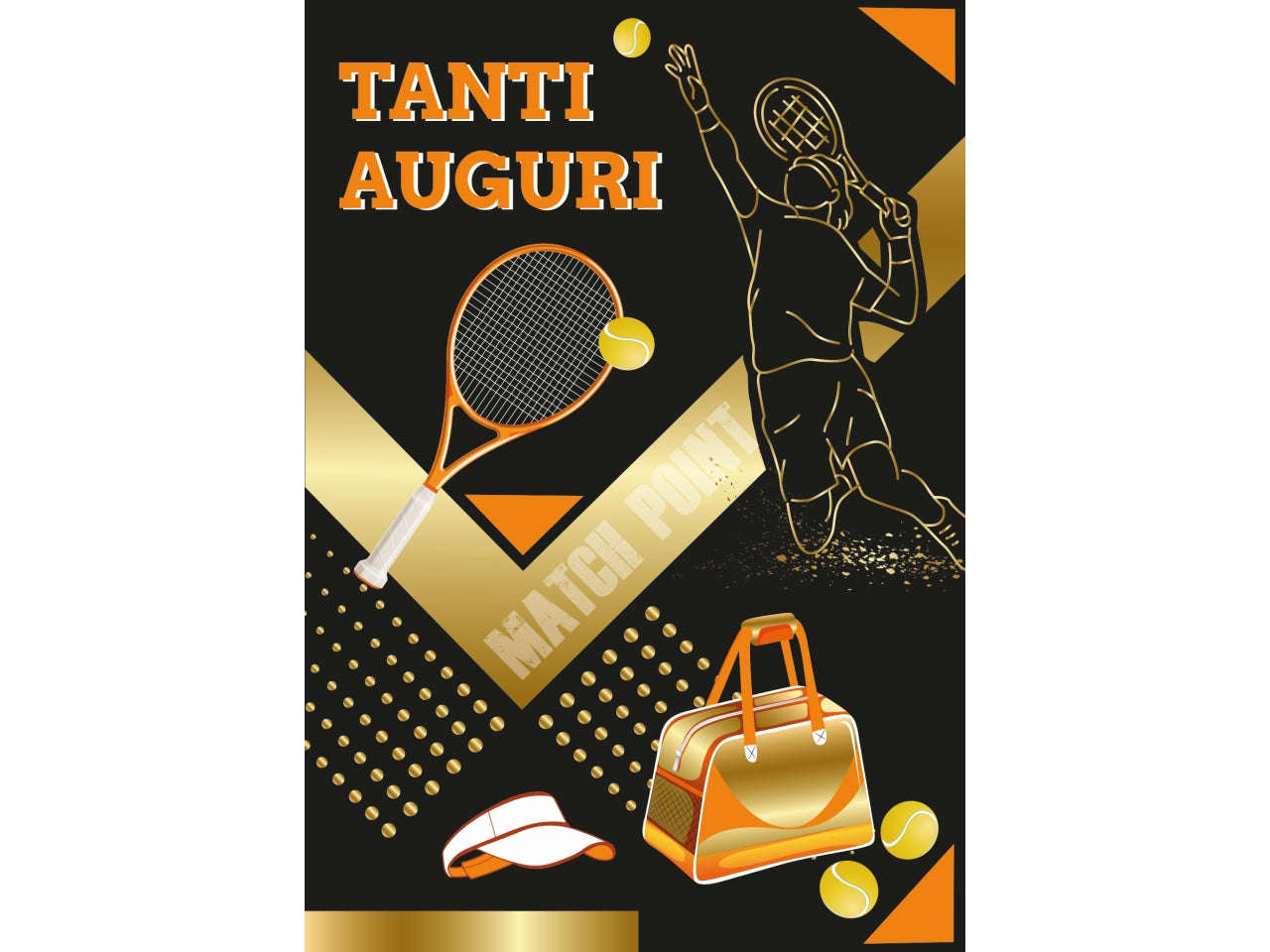 Biglietto tanti auguri black maschile tennis