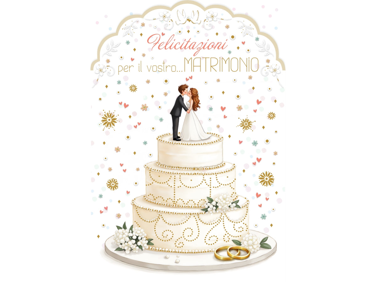 Biglietto felice matrimonio torta