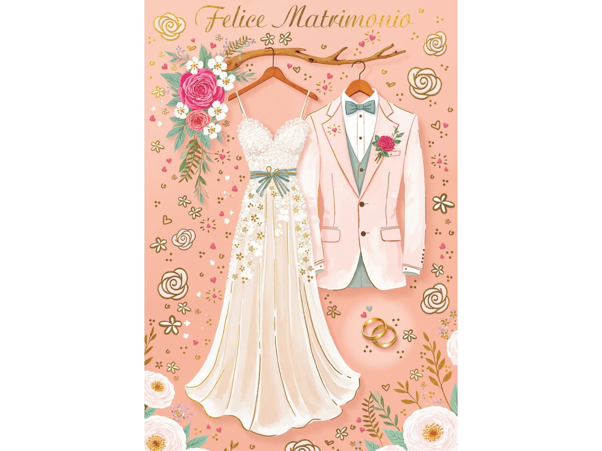 Biglietto felice matrimonio abiti