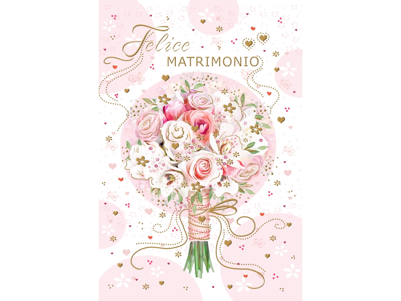 Biglietto felice matrimonio bouquet