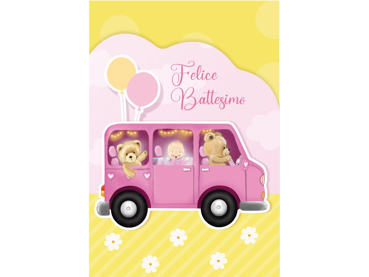 Biglietto portasoldi felice battesimo rosa