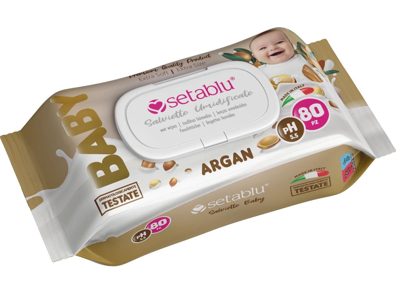 Salviette baby argan set da 80 salviette