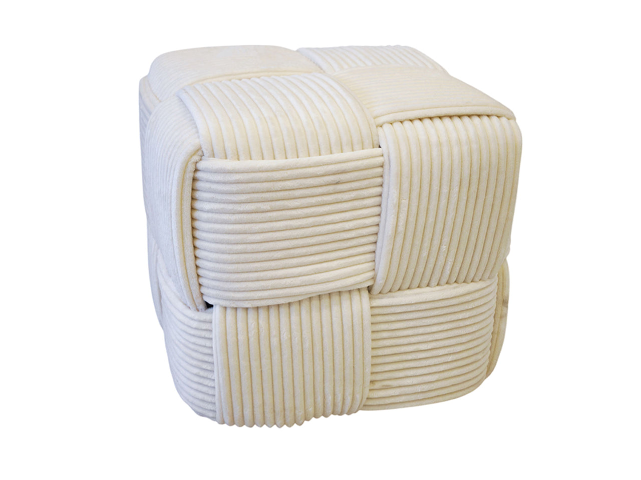 Pouf cubo in tessuto 40x40cm crema