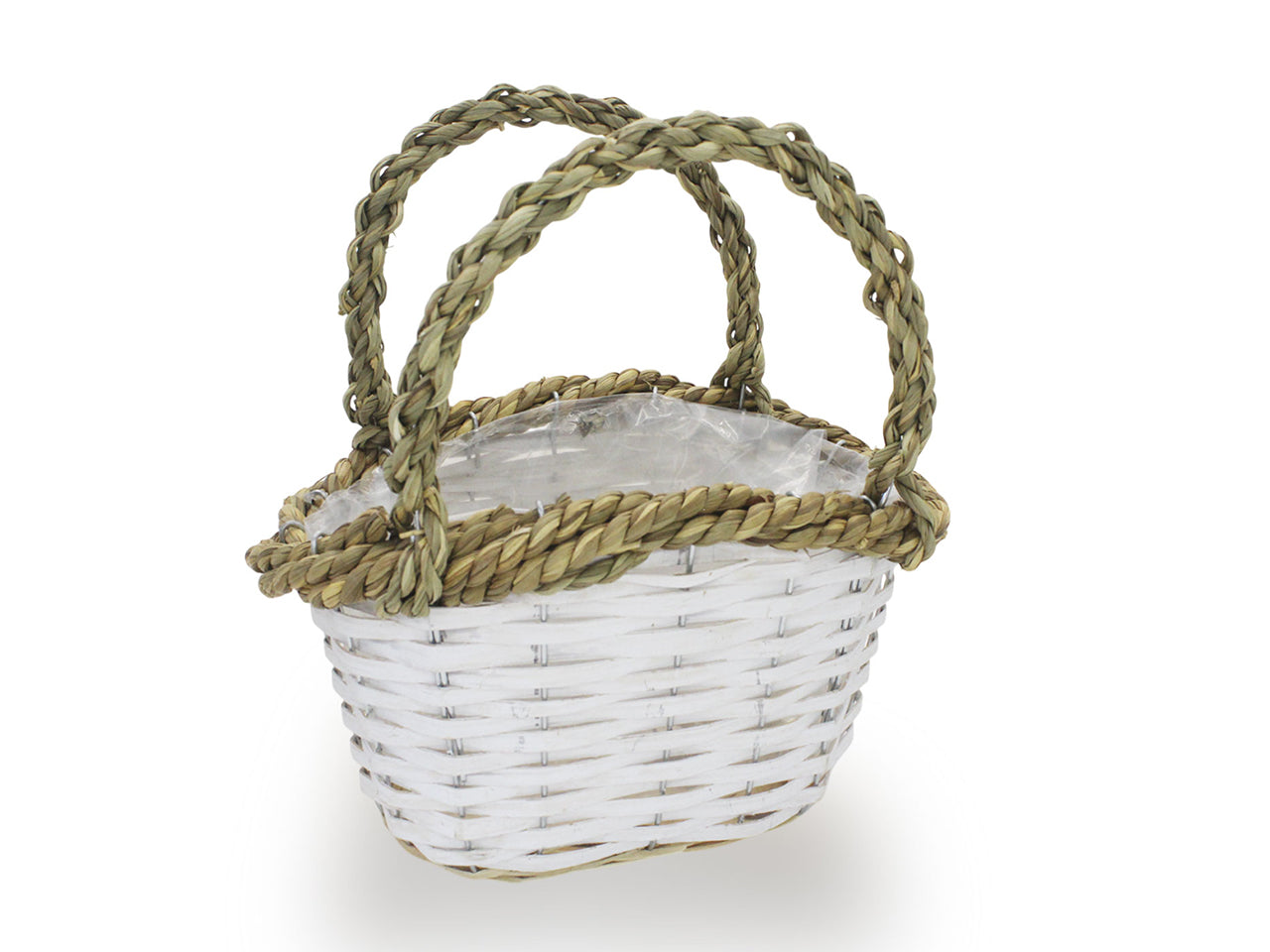 Cestino portapianta in rattan 23x12cm con manico