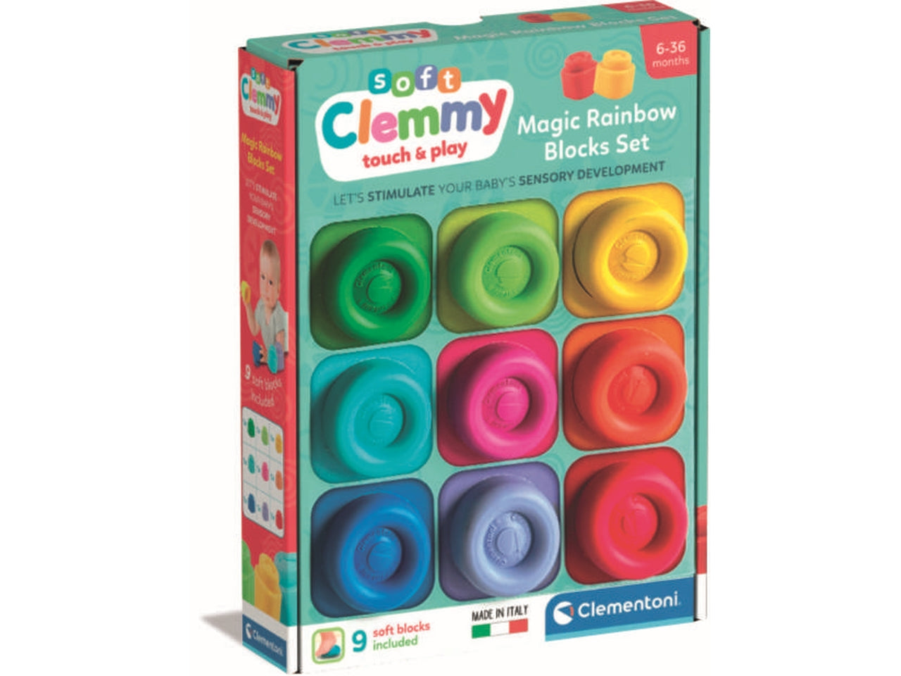 Baby Clementoni Clemmy Rainbow 9 Block Set