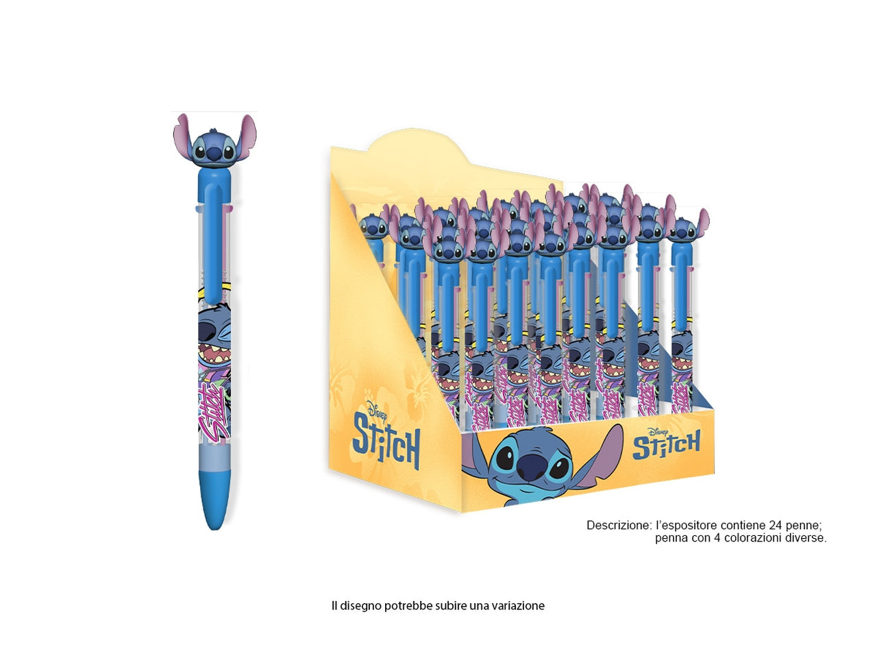 Stitch Penna 4 colori con topper in gomma