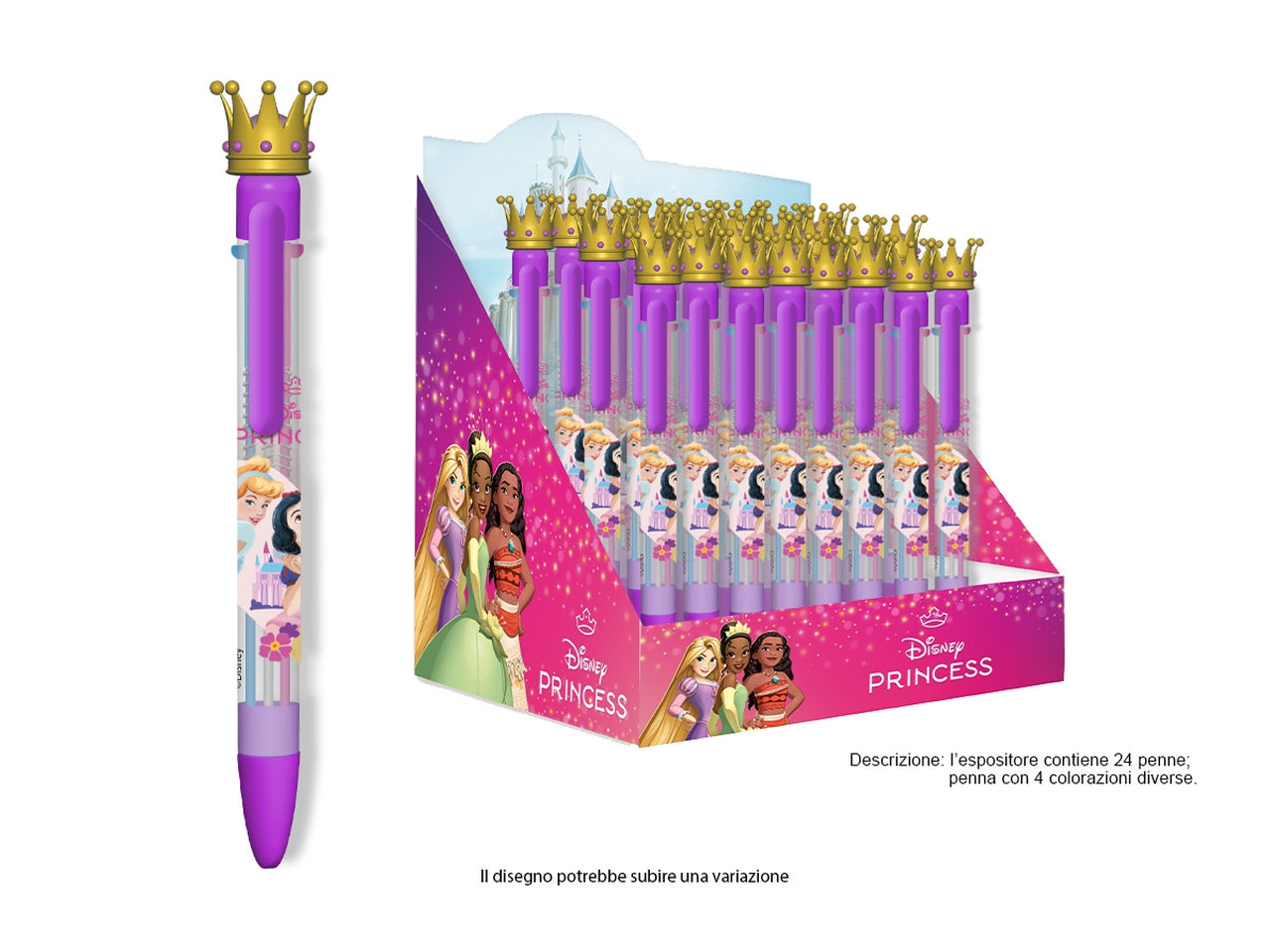 Princess Penna 4 colori con topper in gomma