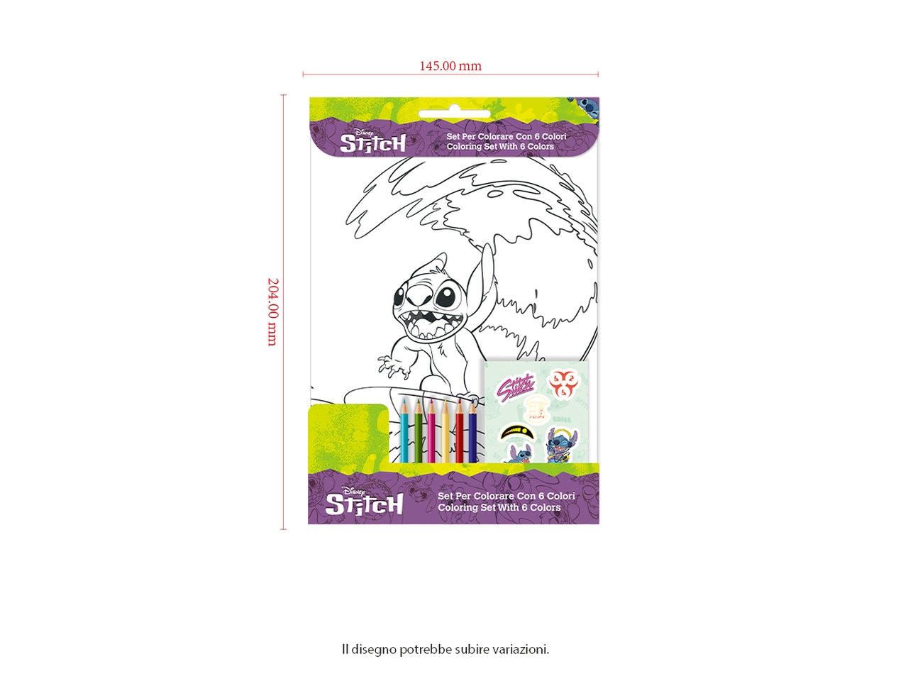 Stitch Set da colorare 23x14cm con 6 colori