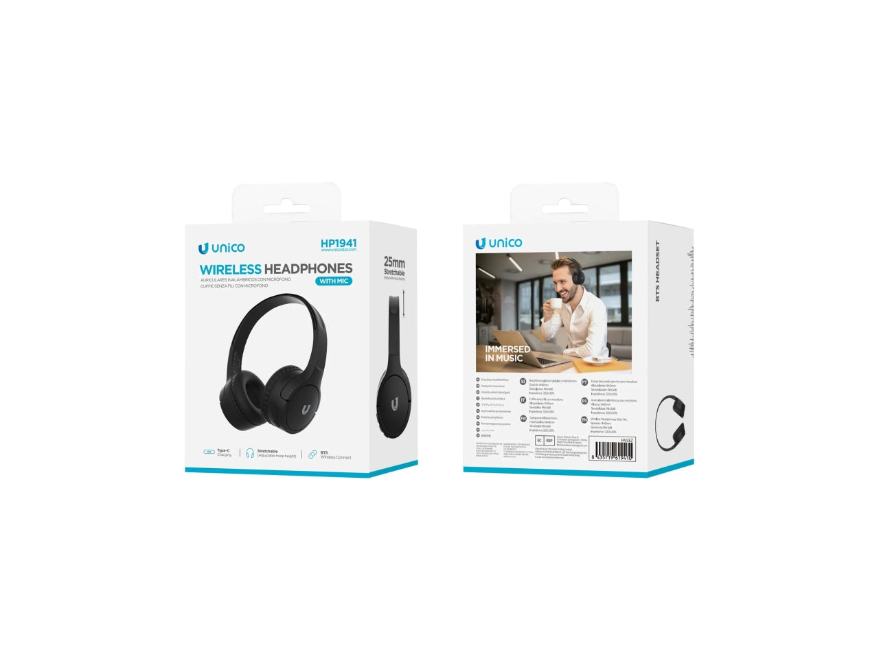 Cuffie Auricolari Bluetooth di tipo over-ear nero
