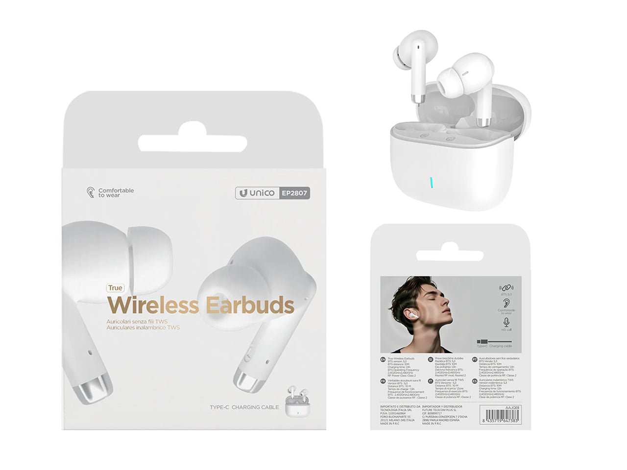 Auricolari Bluetooth TWS In-Ear Bianco
