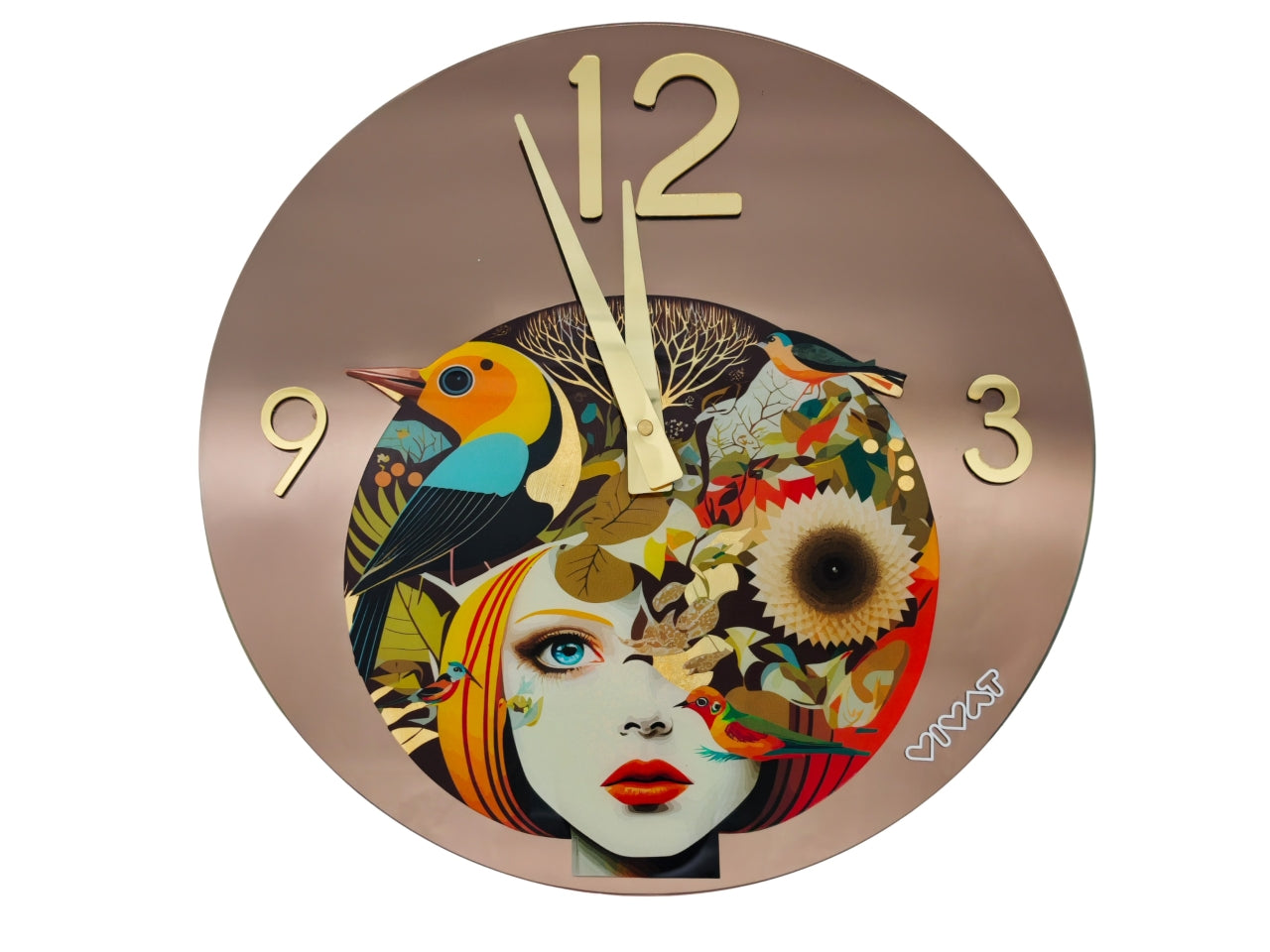 Bird girl bronze orologio tondo d.40cm