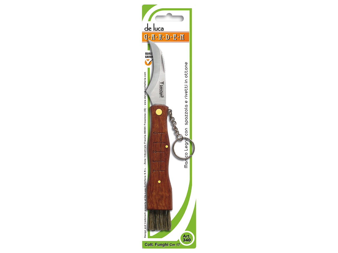 Coltello per funghi manico in legno con spazzola