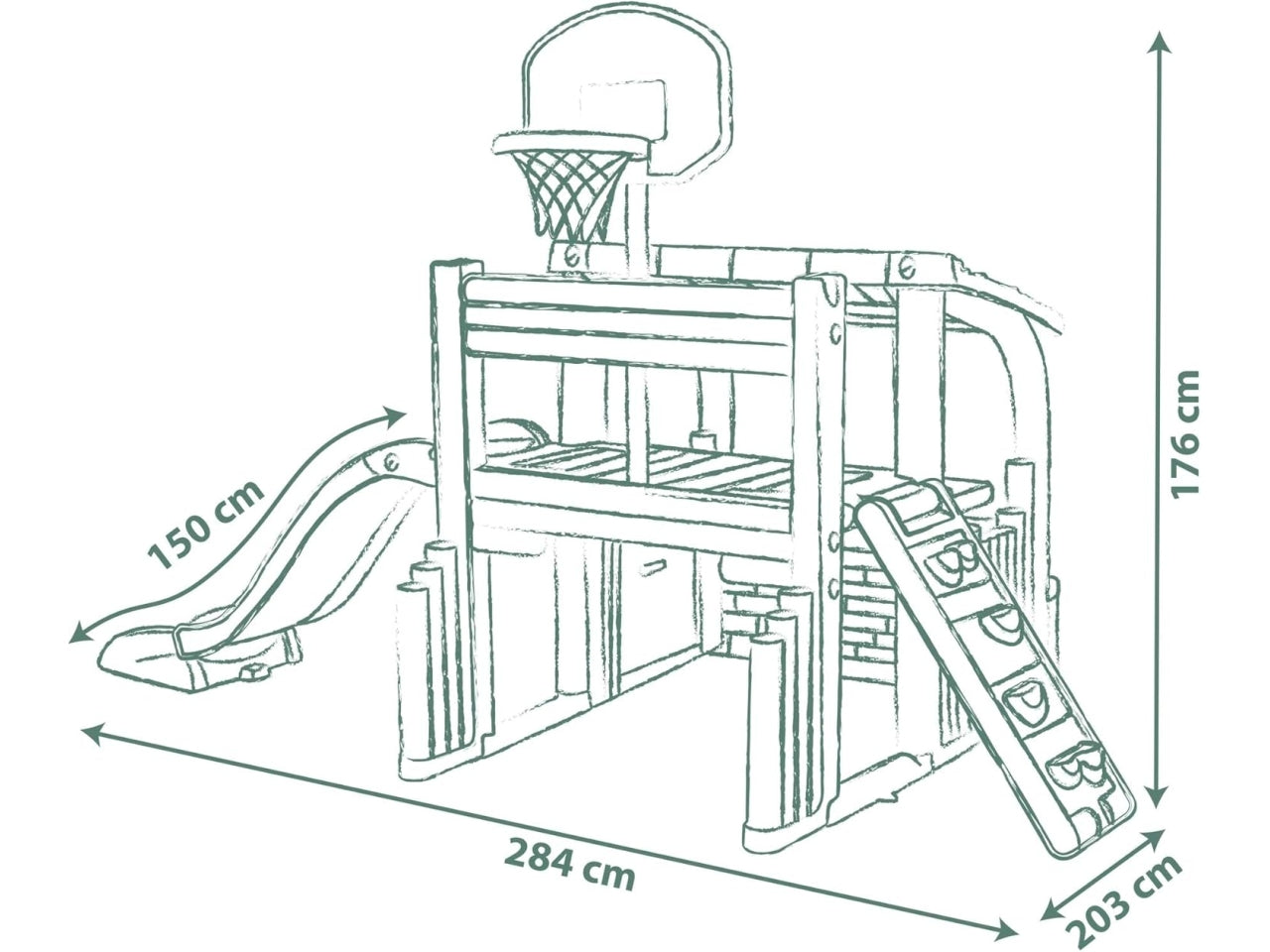 Multiplay s. life fun casa con  centro di arrampicata e basket