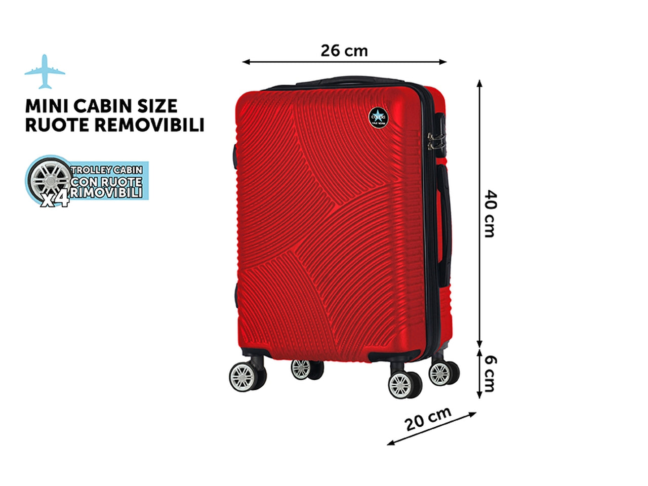 Cabin troll h.46cm ortega ruote removibili rosso coveri