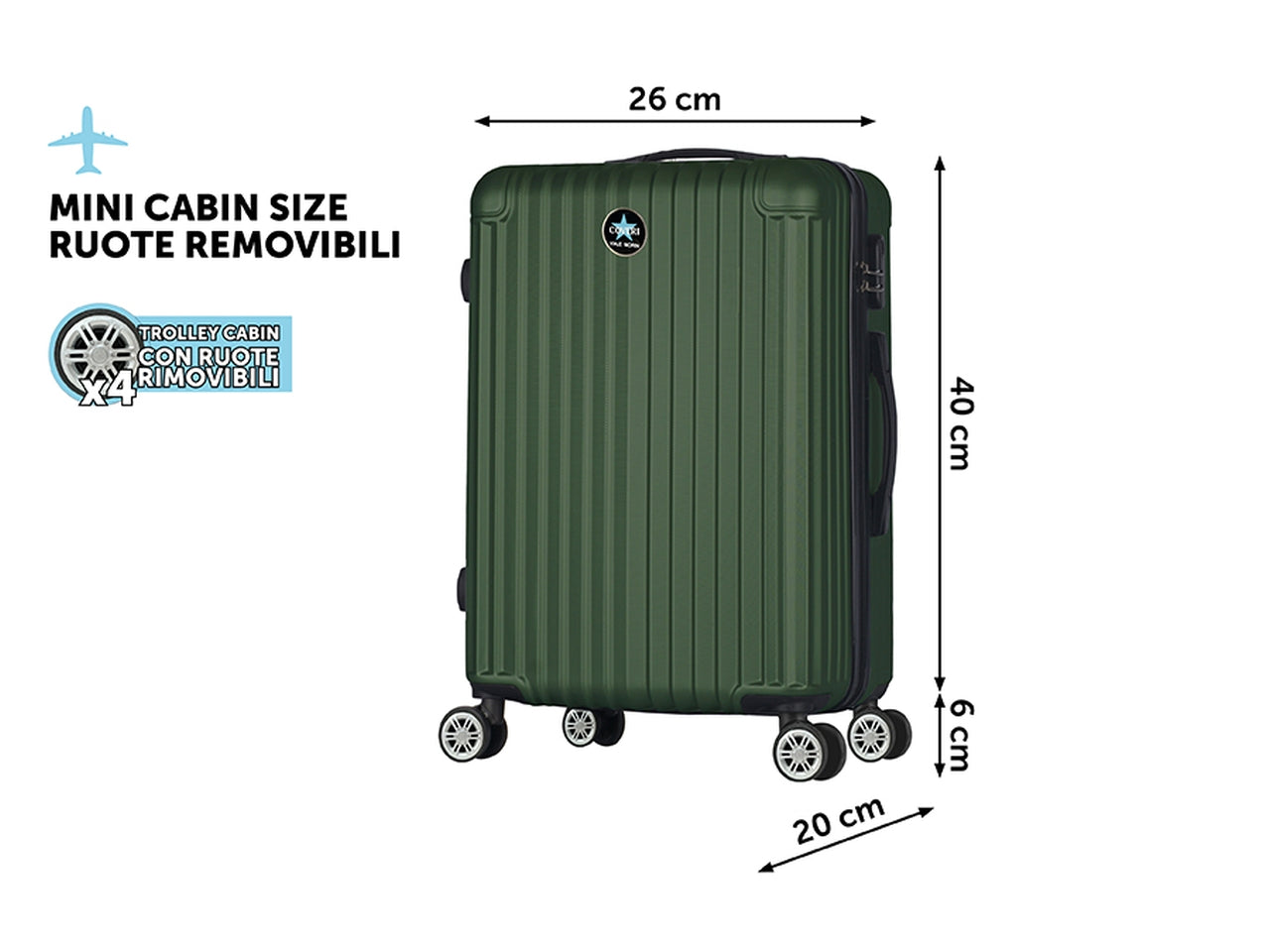 Cabin troll h.46cm raito ruote removibili verd sc coveri