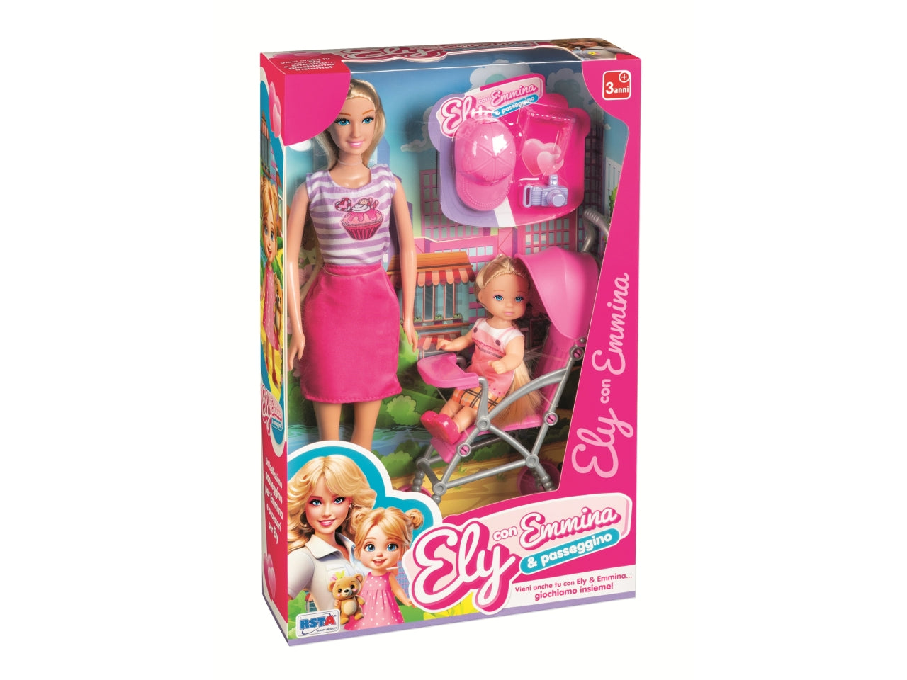 Bambola ely emmina con passeggino 29cm
