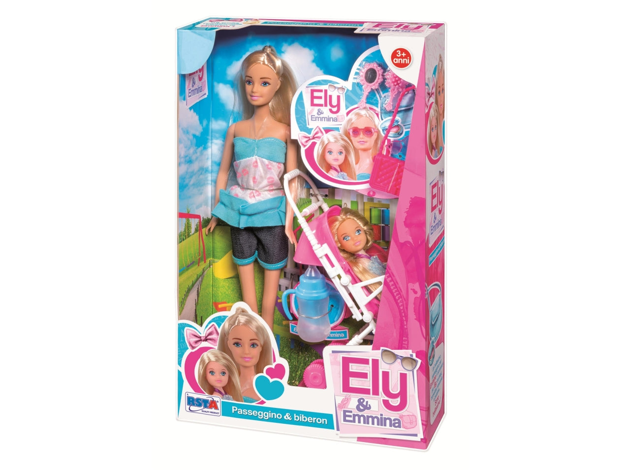 Bambola ely emmina con passeggino 29cm