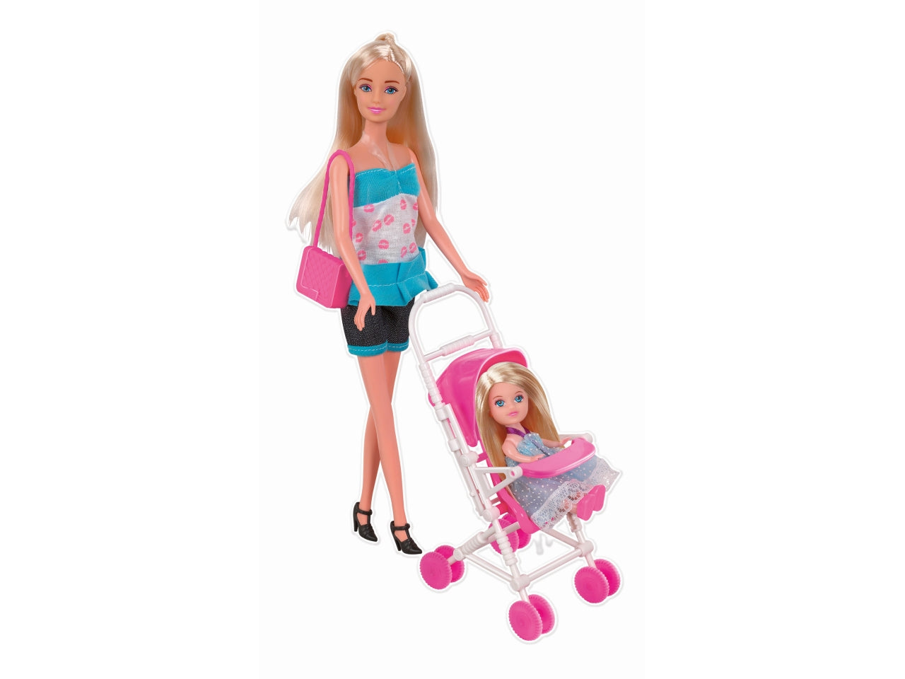 Bambola ely emmina con passeggino 29cm
